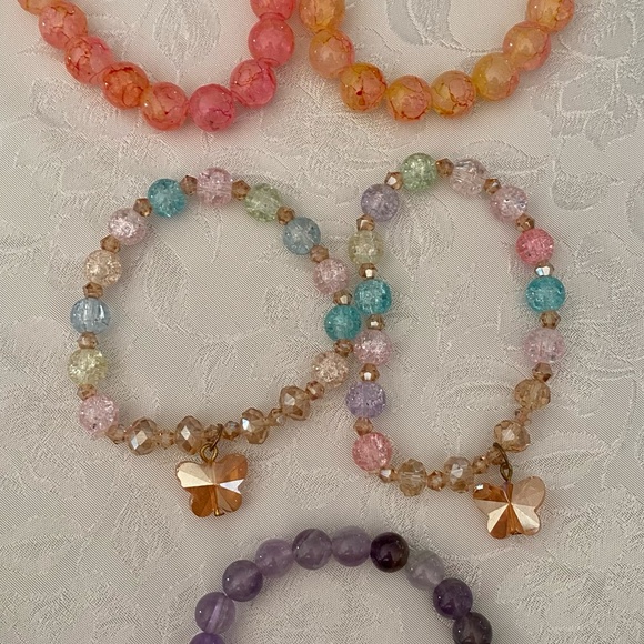 Boho Chic Stretch Bracelet Set: Sparkle, Sunshine, and a Hint of Amethyst - Picture 1 of 5